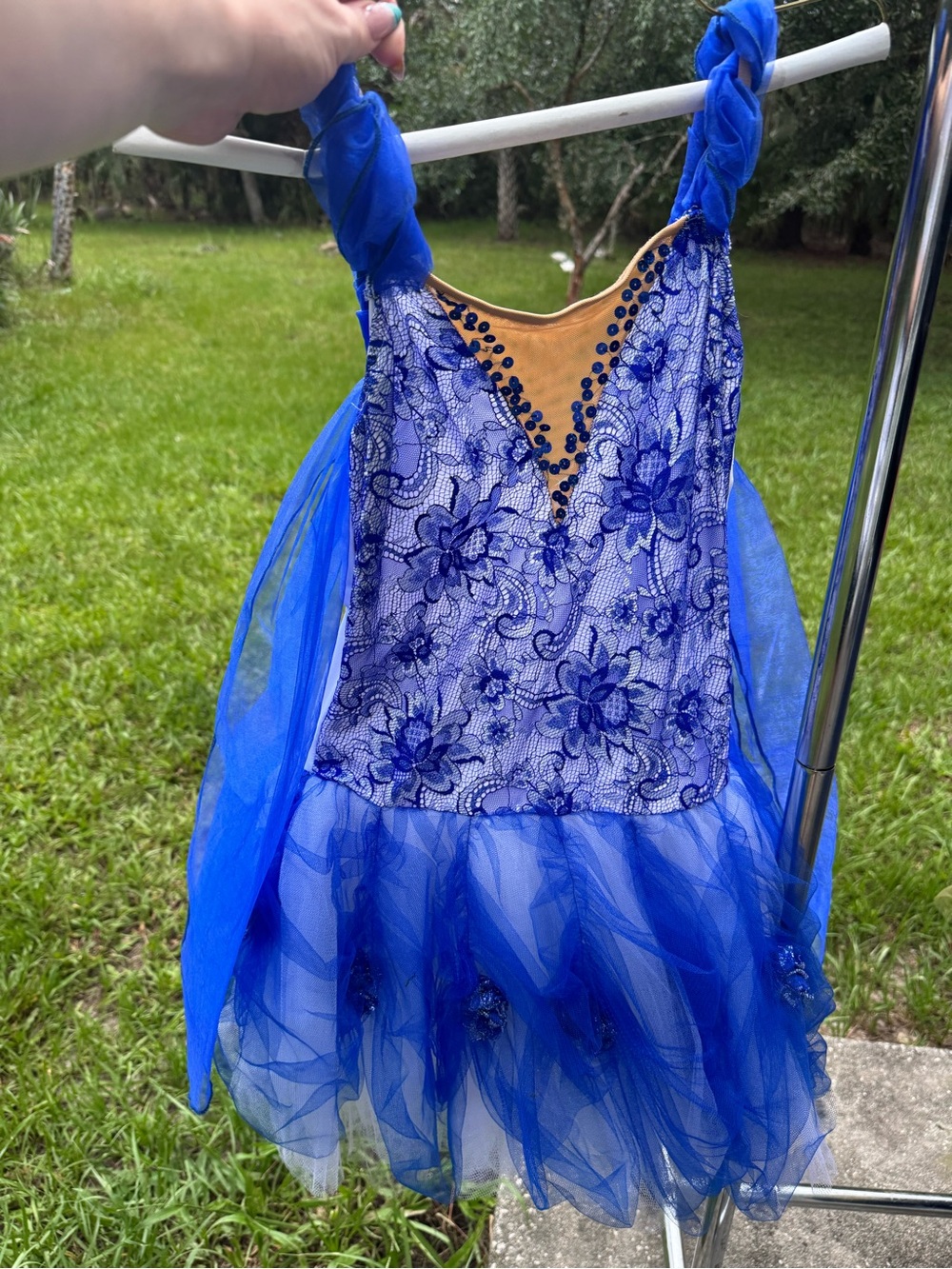Royal Blue Floral Lace ballet costume size adult